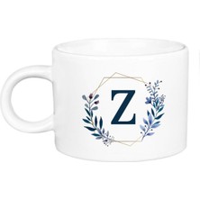 Beyaz Z Harfi Baskılı Porselen Lüks Fincan