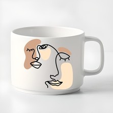 Duble Türk Kahvesi Fincanı Espresso Fincanı Minimal Çizgisel Kadın Tasarım Küçük Kupa