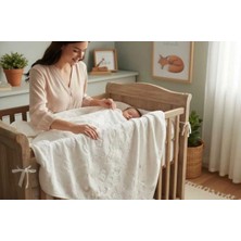 Bulut Anne ve Çocuk Bebek Çocuk Peluş Battaniye Ekru Mavi Pembe Kabartma Desenli 90X100 Kısa Tüylü Battaniye