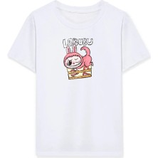 Tarz Yeri Kız Labubu Çocuk Baskılı T-Shirt - Beyaz