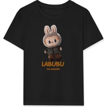 Tarz Yeri Kız Labubu Çocuk Baskılı T-Shirt - Siyah
