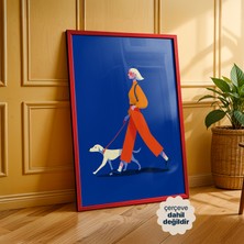 Persona Istanbul Artificial Collection "urban Stroll" - Modern Şehirli Kadın ve Köpek Posteri (Çerçevesiz)