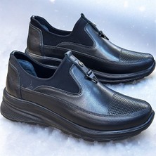 KAFKASLAR AYAKKABI Gerçek Deri Ortopedik Günlük Kadın Spor Model Siyah Casual Ayakkabı