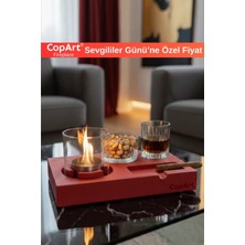 CopArt Sevgililer Günü'ne Özel! Elza Kırmızı Biyoetanol Masaüstü Beton Şömine - 1 Lt Yakıt Hediye