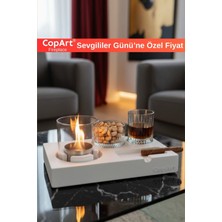 CopArt Sevgililer Günü'ne Özel! Elza Beyaz Biyoetanol Masaüstü Beton Şömine - 1 Lt Yakıt Hediye