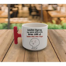 Latte & Espresso El Yapımı Bana Nau Nau Diyor Baskılı T Kulp Kupa 200 ml