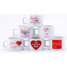 Sevgililer Gününe Özel Seni Seviyorum Baskılı 6'lı Çay Kahve Fincanı