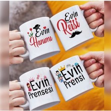 Çay Kahve Espresso Fincanı Evin Hanımı Evin Beyi Ev Set 4'lü Kupa Seti 280 ml 4 Parça