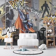 Grown Çizgi Roman Stili Süper Kahraman Çocuk Odası Duvar Kağıdı