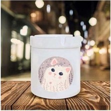 Beyaz Kedi Baskılı Seramik Küllük