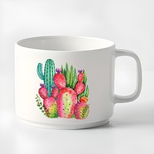 Duble Türk Kahvesi Fincanı & Espresso Fincanı Kaktüs Çiçek Küçük Kupa