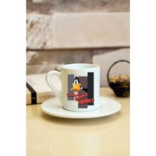 Daffy Duck Baskılı Beyaz Türk Kahvesi Fincanı