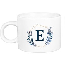 Beyaz E Harfi Baskılı Porselen Lüks Fincan