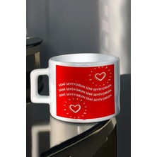 Sevgililer Günü Hediyesi Seni Seviyorum Kırmızı Espresso Çay Fincanı