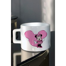 Pembe Kalpli Minni Mause Baskılı Çay Kahve Süt Fincanı