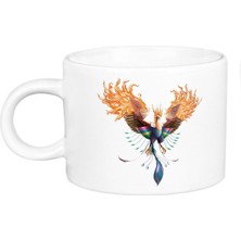 O Bir Anka Kuşu Baskılı Porselen Lüks Fincan