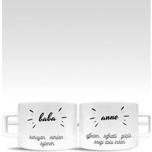 2 Adet Anne ve Baba Tanımı Baskılı Çay Kahve Fincanı