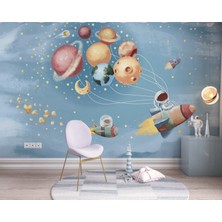 Grown Minik Astronot Uzay Keşfinde Çocuk Odası Duvar Kağıdı
