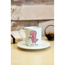Tea Rex Baskılı Beyaz Türk Kahvesi Fincanı