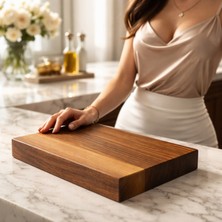 Hicowood Premium Şef Tipi Doğal Ceviz Kesme Tahtası – Tek Parça Kalın ve Dayanıklı S/M/L -Lazerle İsim/Söz Yazılır