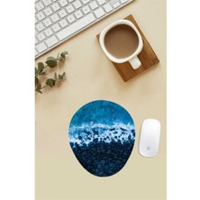 Dalga ve Kayalıklar Desenli Bilek Destekli Mouse Pad