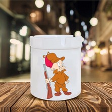 Beyaz Elmer Fudd Baskılı Seramik Küllük