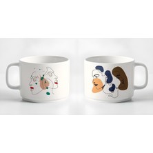 Çay Kahve Espresso Fincanı MINIMAL25 Çizgisel Kadın Baskılı Kupa 2 Adet 180 ml