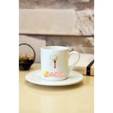 Sailor Moon Baskılı Beyaz Türk Kahvesi Fincanı