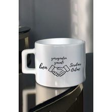 Yeni Serdar Ortaç ve Ben El Sıkışmalı Yüreğinden Yaralı Baskılı Çay Kahve Fincanı