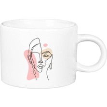 Beyaz Cizgisel Porselen Lüks Fincan