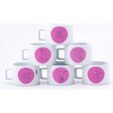 Sevgililer Gününe Özel 6'lı I Love You Tasarım Baskılı Çay Kahve Fincanı