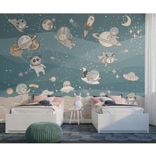 Grown Astronot Hayvanlar Keşif Çocuk Odası Duvar Kağıdı