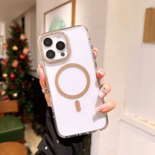 Paladyum Case iPhone 15 Pro Max Uyumlu Darbelere Karşı Korumalı Magsafe Özellikli Çöl Titanyum Detaylı Sararmaz Şeffaf Kılıf