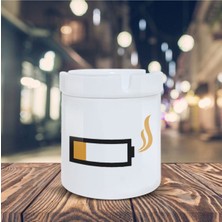 Beyaz Şarj Dolan Küllük Mood Baskılı Kül Tablası K-126