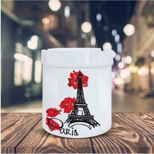 Kırmızı Çiçekler Eyfel Kulesi Baskılı Küllük Kül Tablası -33610