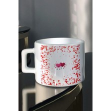 Sevgililer Gününe Özel Sevgiliye Hediye Kalpler Içinde 2 Kalp Baskılı Çay Kahve Fincanı