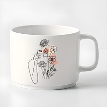 Duble Türk Kahvesi Fincanı & Espresso Fincanı Minimal Çizgisel Kadın Küçük Kupa