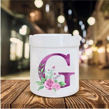 Mor Renkli G Harfi Baskılı Seramik Şık Küllük