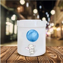 Mavi Uçan Balon ve Fil Baskılı Seramik Kokusuz Küllük Hediyelik Ne Hediye Alınır