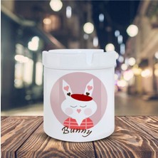 Pembe Yanaklı Tavşan Baskılı Küllük Seramik Kül Tablası 302156