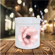 Pembe Çiçek Desenli Seramik Şık Küllük