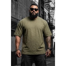 Oksit Erkek Büyük Beden Gofre (Kabartma) Dokulu T-Shirt Kısa Kol Günlük Stil Siyah