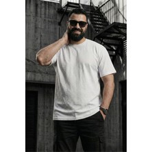 Oksit Kabuk Desen Likralı Erkek Büyük Beden Gofre (Kabartma) Dokulu T-Shirt