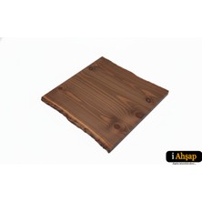 iAhşap Doğal Kenarlı Sedir Kütük Masa Tablası | Kare Ahşap Yemek Ofis Masası Üstü No9