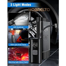 Nobrelto Pro-Air 150 Psı Dijital Ekranlı Şarjlı Hava Kompresörü - 6000 Mah Powerbank Fonksiyonlu Taşınabilir Pompa