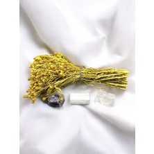 Zodyak Doğal Taş Doğal Taş ve Tütsü Meditasyon Seti ( Selenit, Ametist, Kristal Kuvars, Üzerlik )