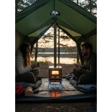 Nobrelto Nobrelto 1.5mm Kuzineli Paslanmaz Krom Kamp Sobası - Camlı Şömine Tipi Full Set