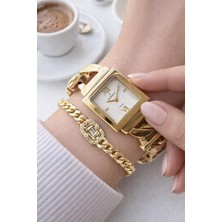 Essence Çelik Kordon Kararma Yapmaz 3 Atm Suya Dayanıklı Kadın Kol Saati + Bileklik VS.BLKT.0828