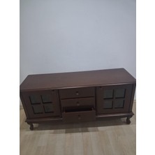 Bengi Ankara Mobilya Tv Sehpa St 90567 Pencere Model Ahşap Kayın Aslan Ayak Ceviz Renk 125 cm El Yapım