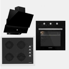 Kumtel Döküm Izgaralı Ankastre 3 Lü Set ( Döküm Cam Ocak - 830 Davlumbaz -Turbolu Fırın